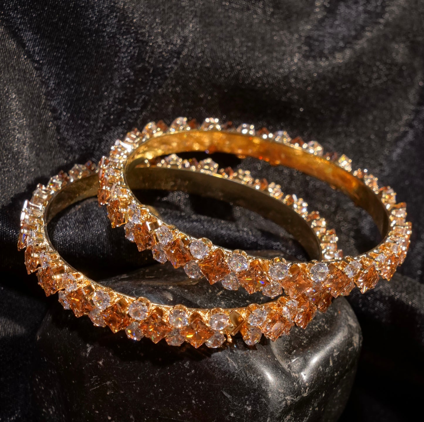 DHARA- Exquisite Warm Gold Bangles (Set of 2)