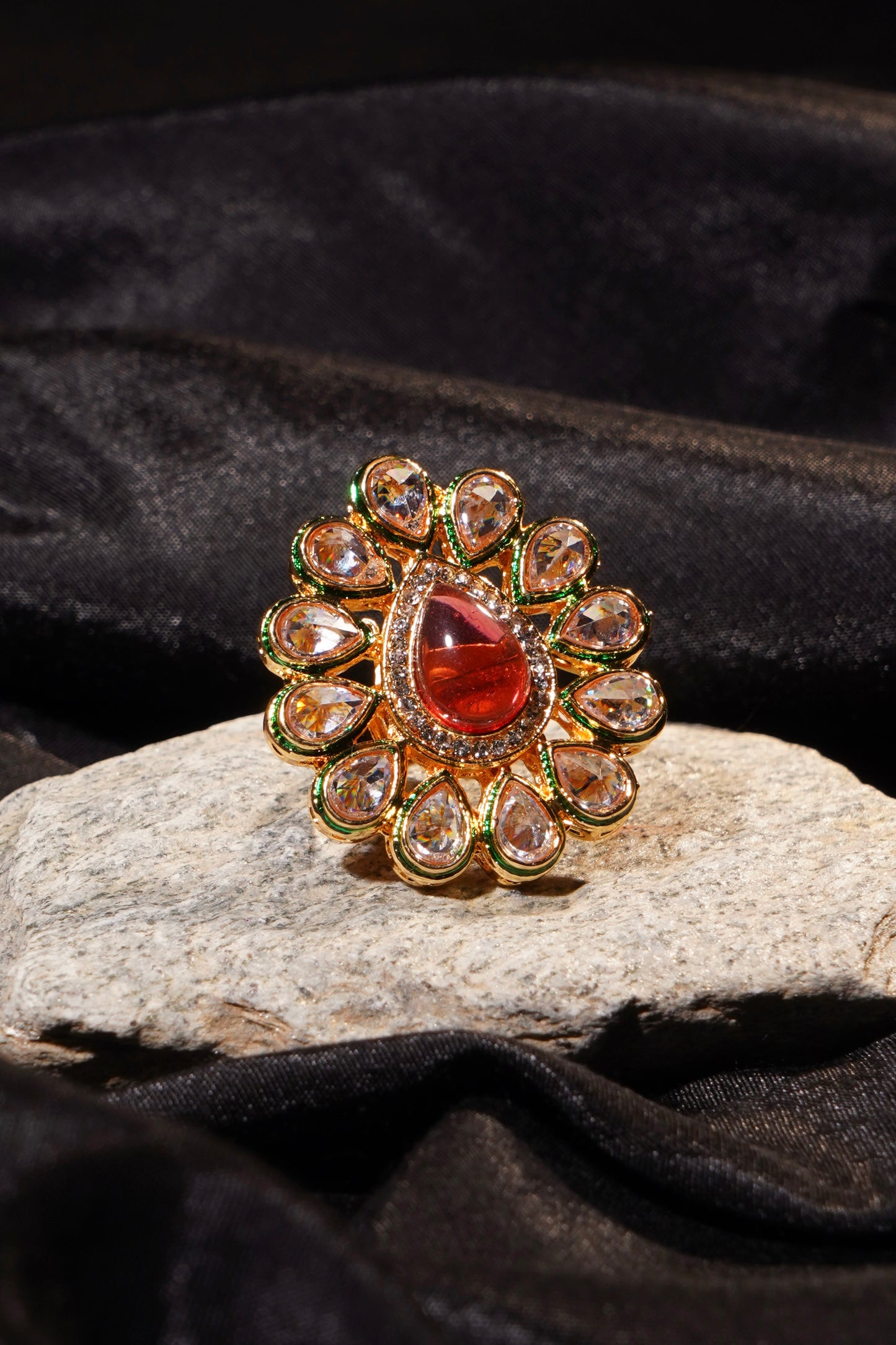 ALEENA- Kundan Adjustable Statement Ring