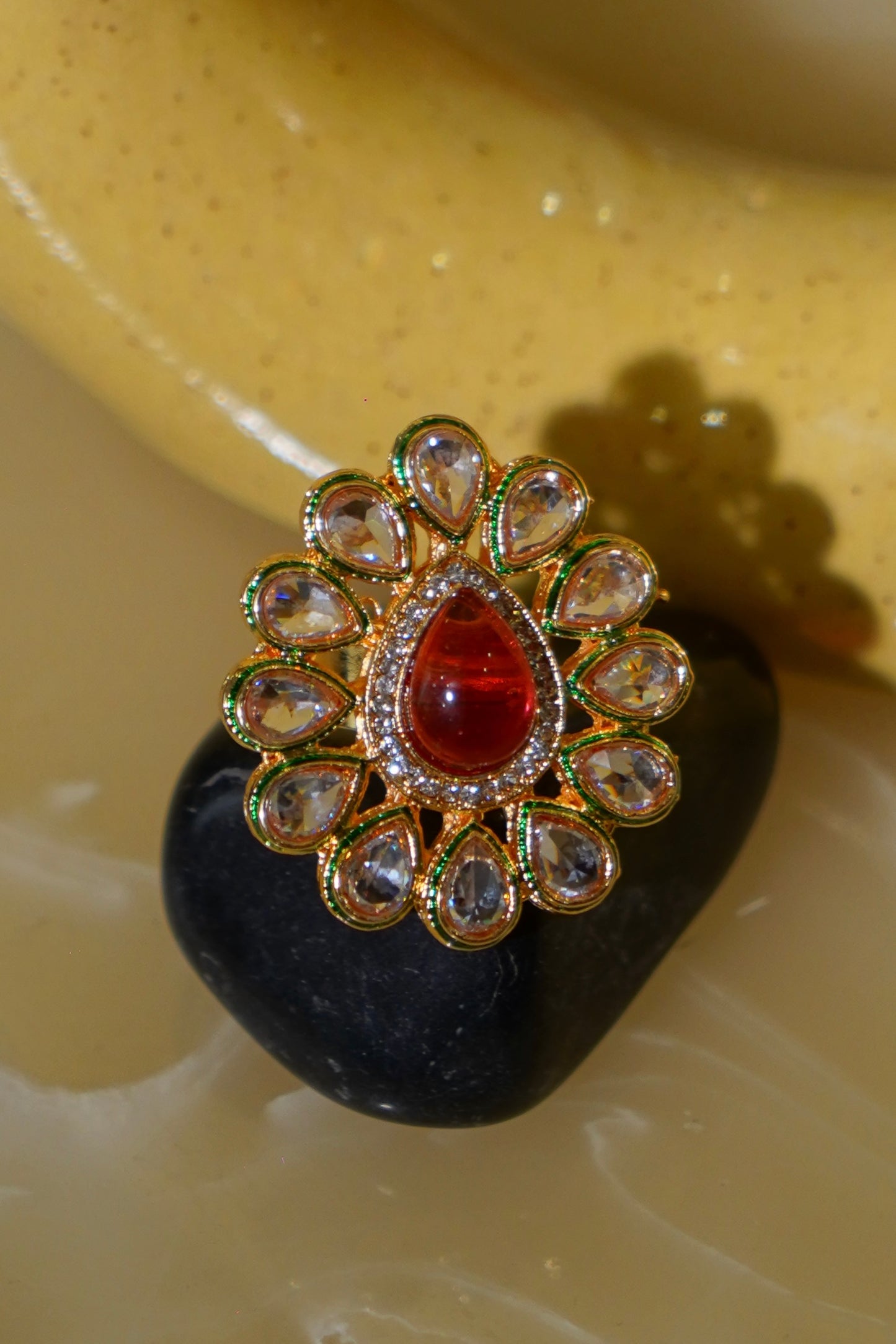 ALEENA- Kundan Adjustable Statement Ring