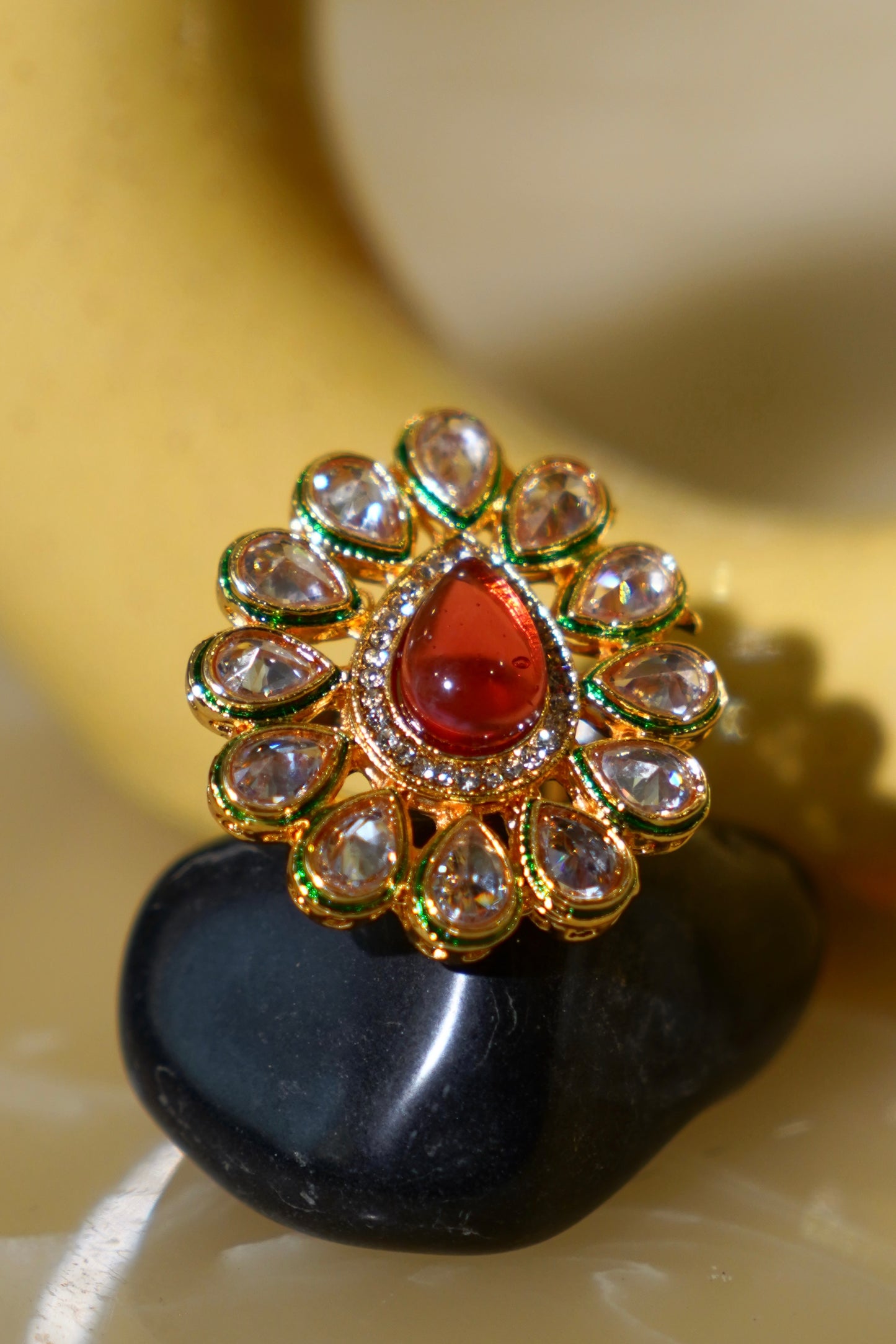 ALEENA- Kundan Adjustable Statement Ring