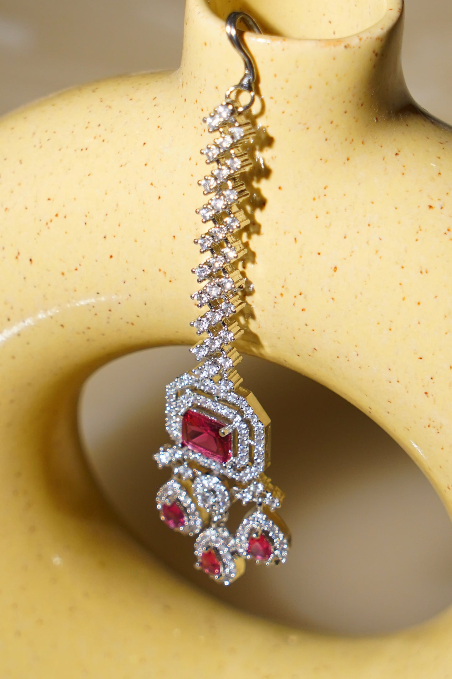 JUHI- Rhodium Plated AD Maang Tikka