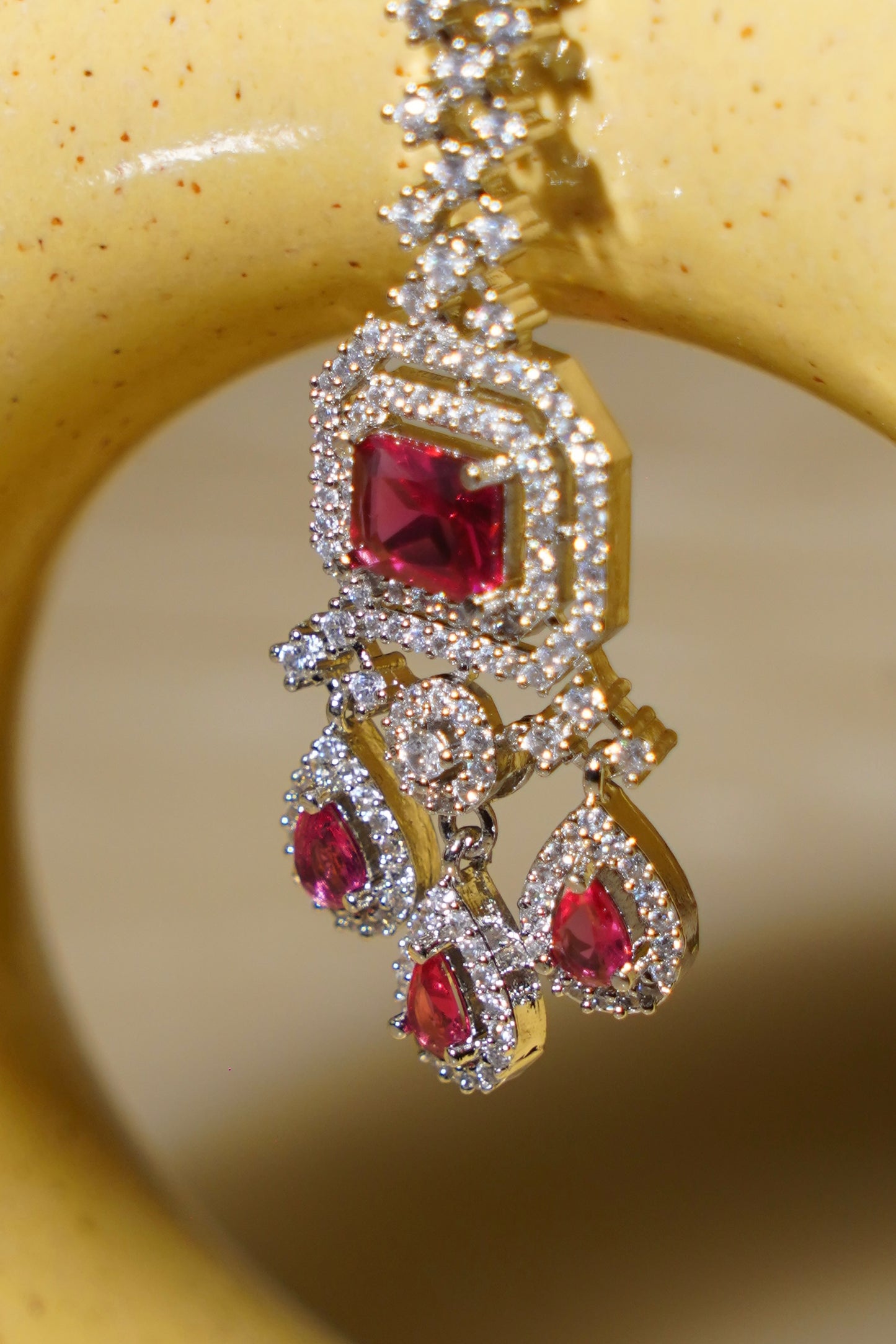 JUHI- Rhodium Plated AD Maang Tikka