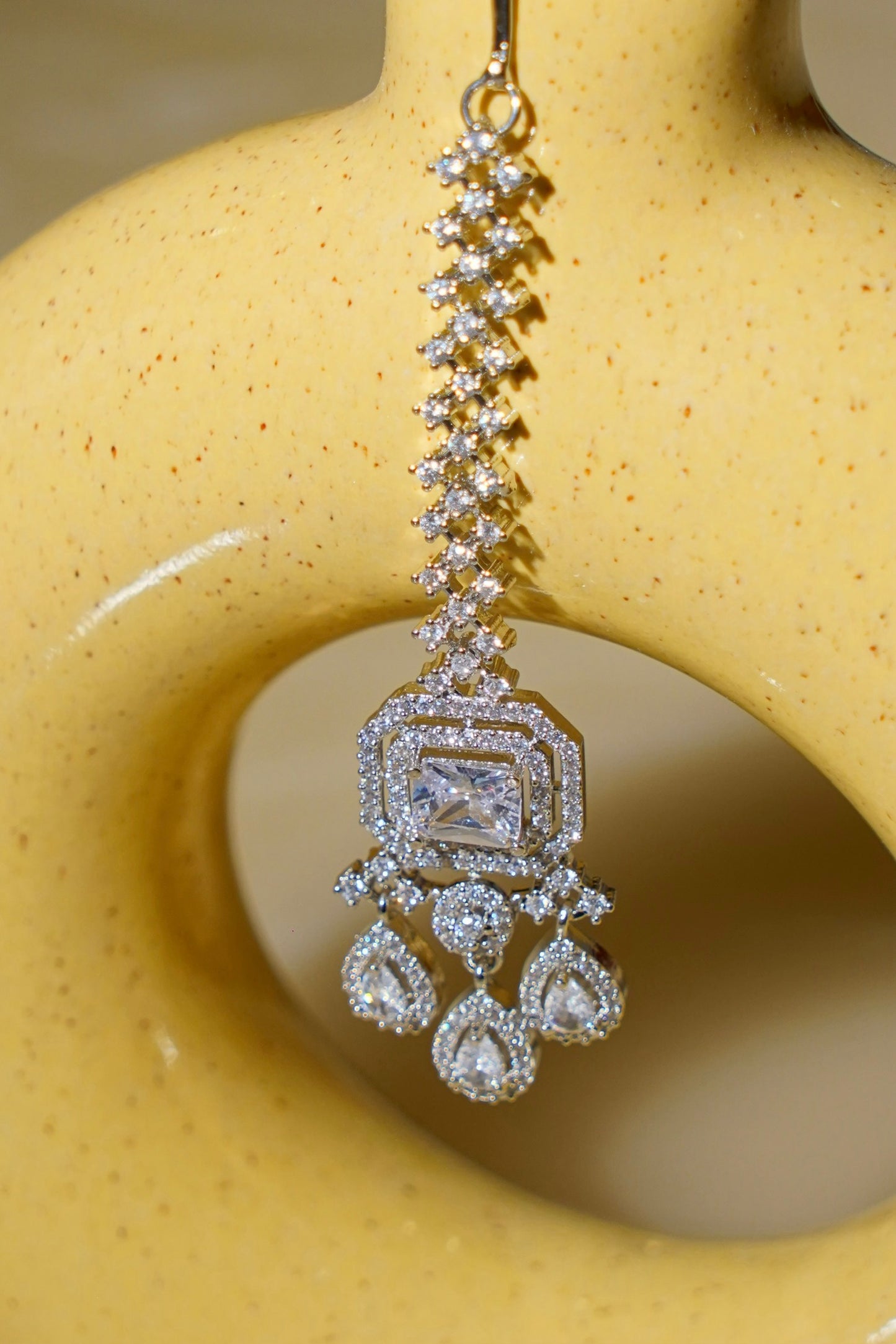 JUHI- Rhodium Plated AD Maang Tikka