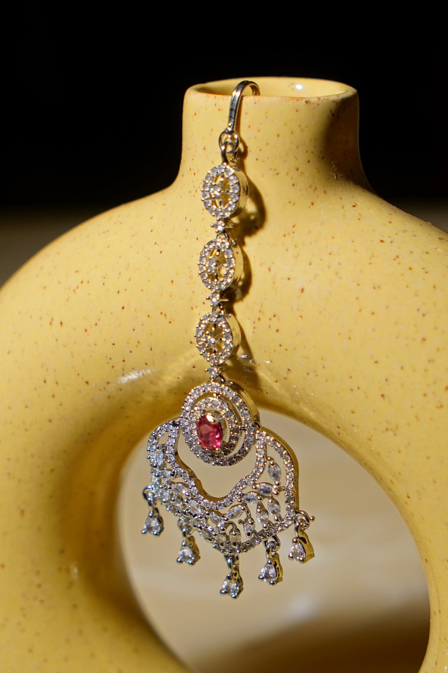 JULIA- Rhodium Plated AD Maang Tikka