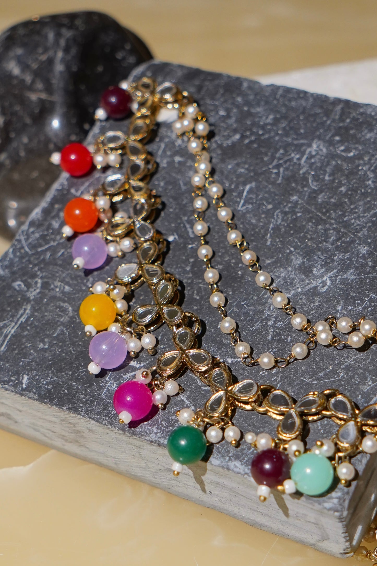 TASBEEL- Jhumka Chain Earrings with Tikka Set