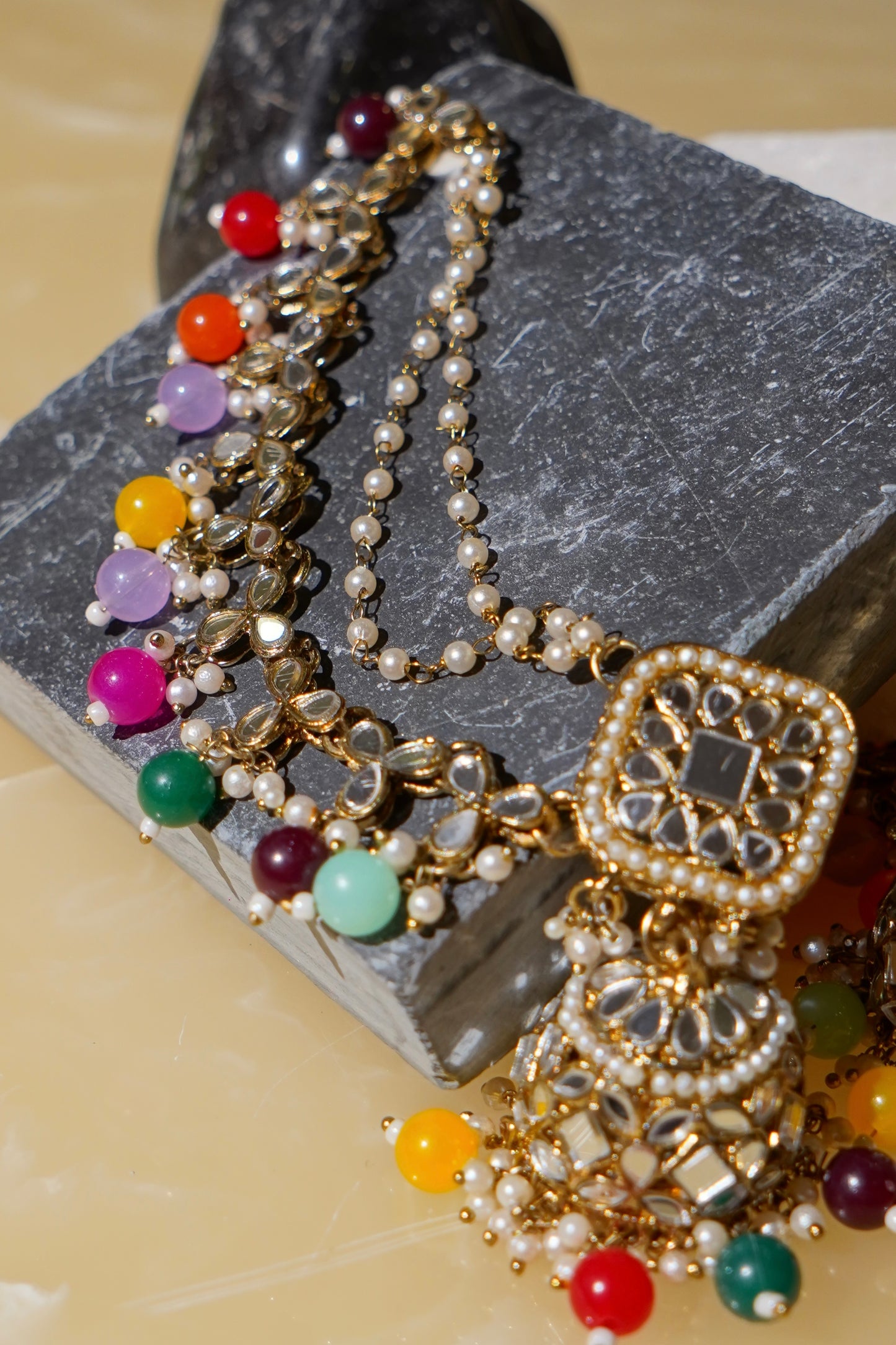 TASBEEL- Jhumka Chain Earrings with Tikka Set