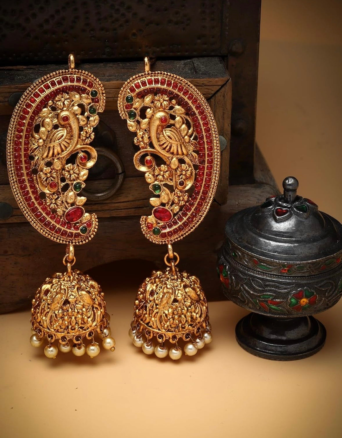GINY- Peacock Jhumka Earrings