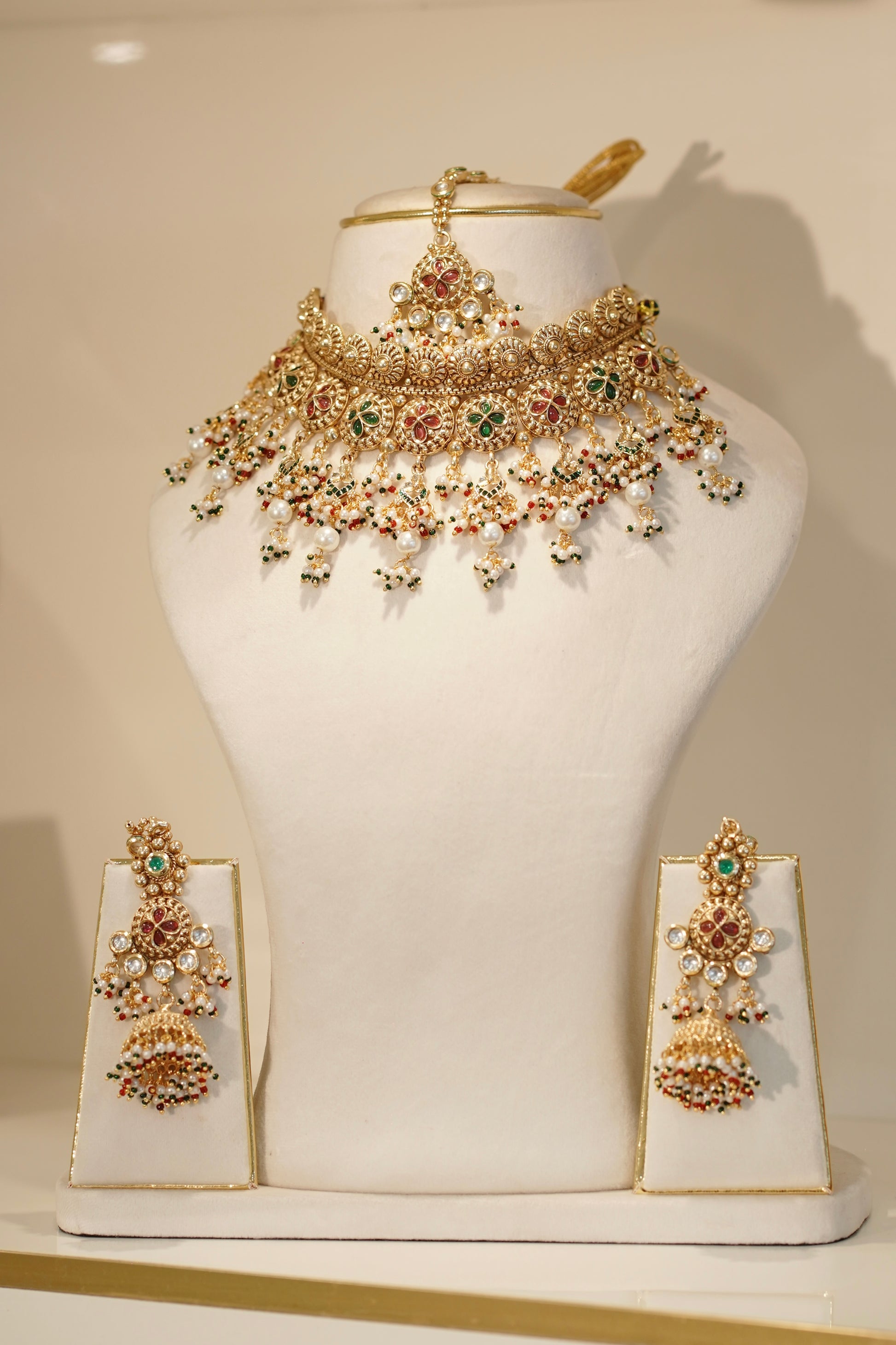 MOTI Antique Necklace Set, view 2 — AFREEN by toor