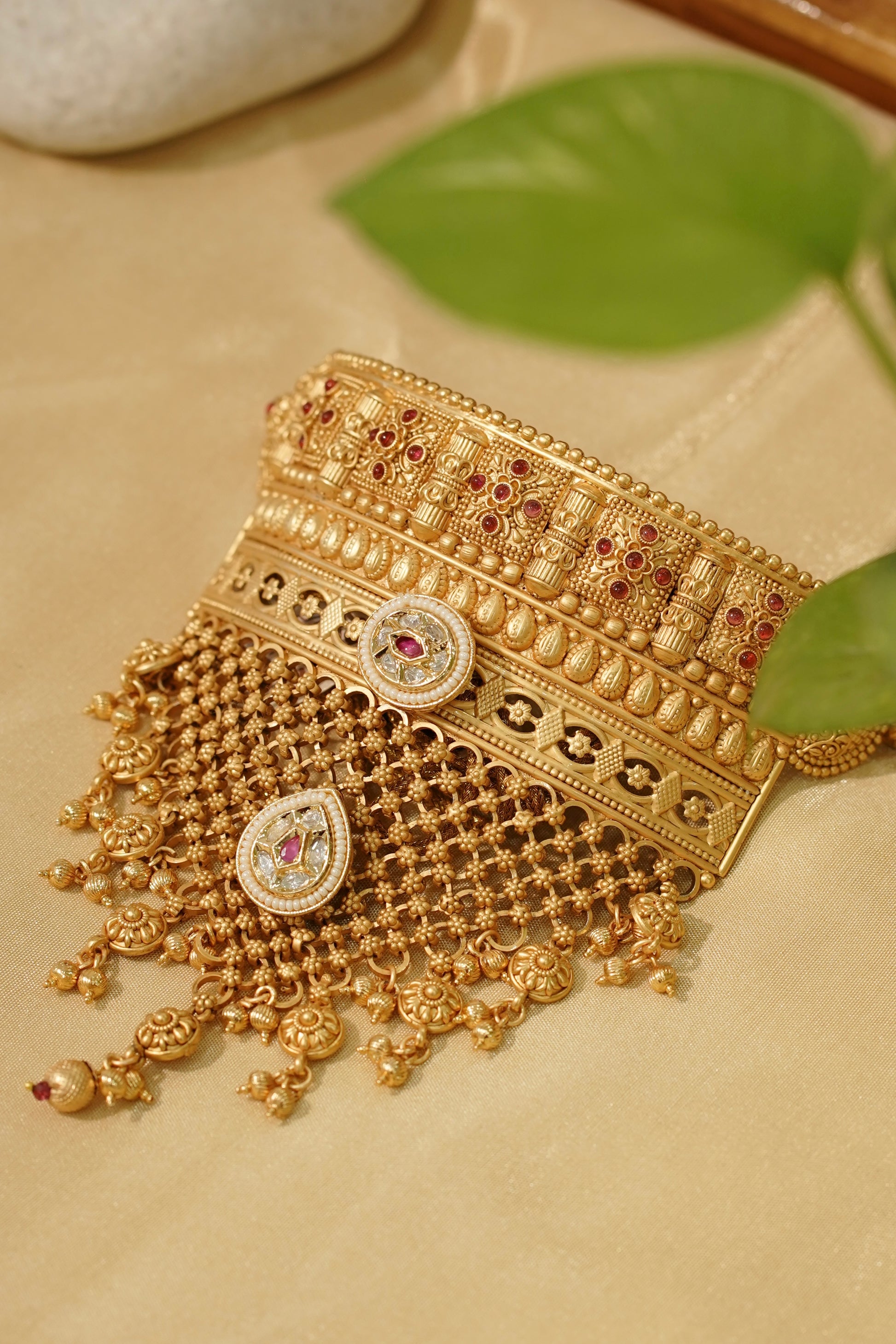 FATIMA Gold Collar Set, view 3 — AFREEN by toor