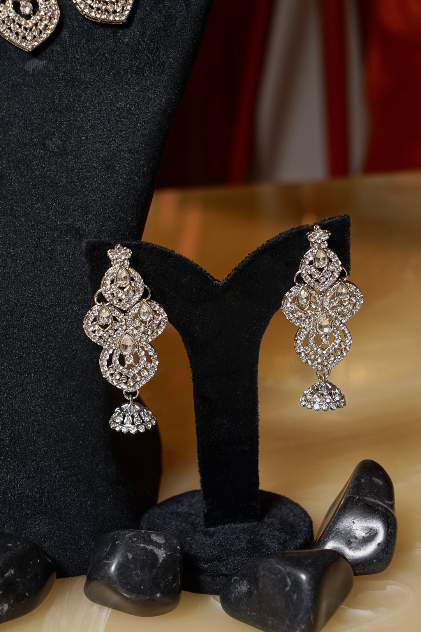GULANA- Diamanté Accent Necklace Set with Dangler Earrings