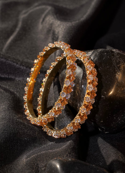 DHARA- Exquisite Warm Gold Bangles (Set of 2)