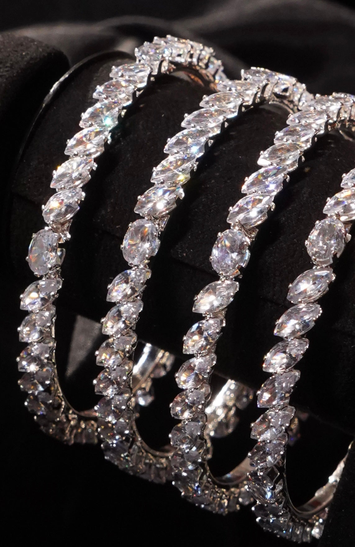 TAARA- Shimmering Silver AD Bangles (Set of 4)