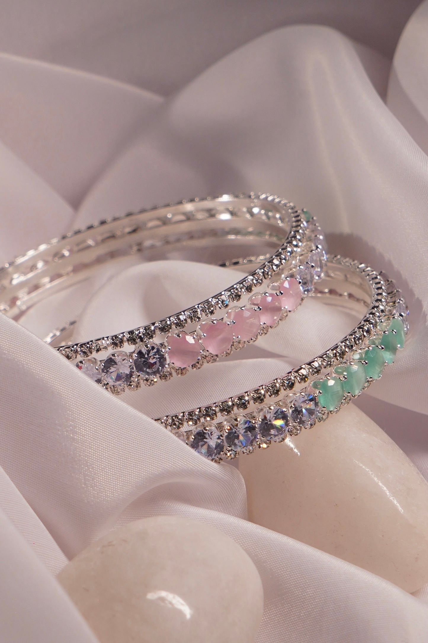 HAZOOR- Circle Shaped AD Bangles (Set of 2)