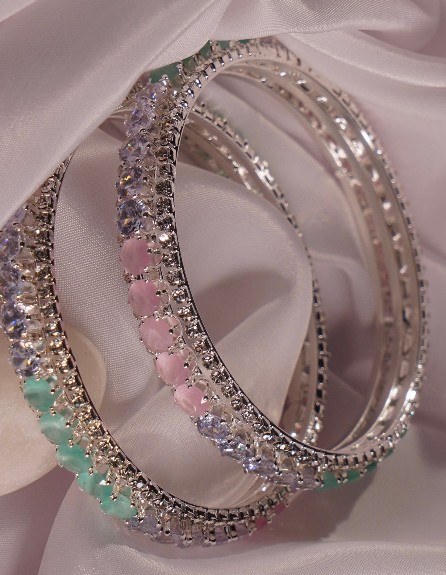 HAZOOR- Circle Shaped AD Bangles (Set of 2)