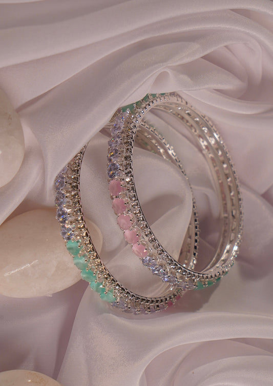 HAZOOR- Circle Shaped AD Bangles (Set of 2)