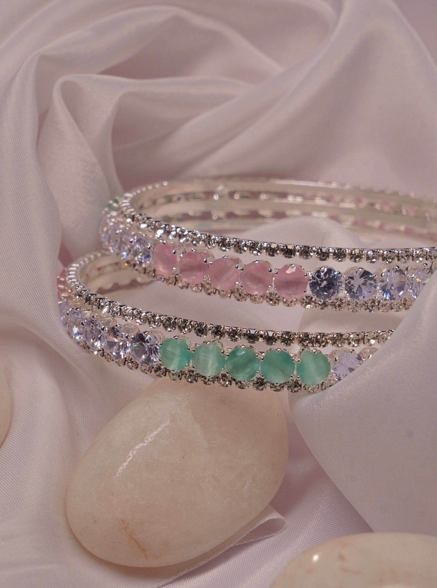 HAZOOR- Circle Shaped AD Bangles (Set of 2)
