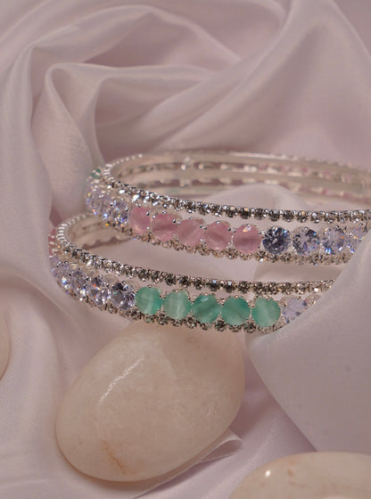 HAZOOR- Circle Shaped AD Bangles (Set of 2)