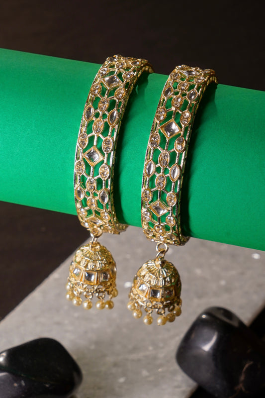 PEHNAWA- Warm Gold Bangle Set with Jhumkas (Set of 2)