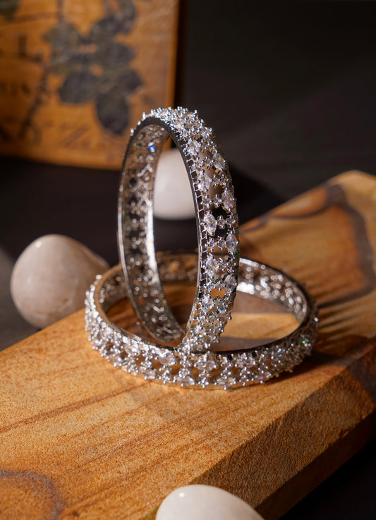 CHANDNI- Silver AD Bangles (Set of 2)