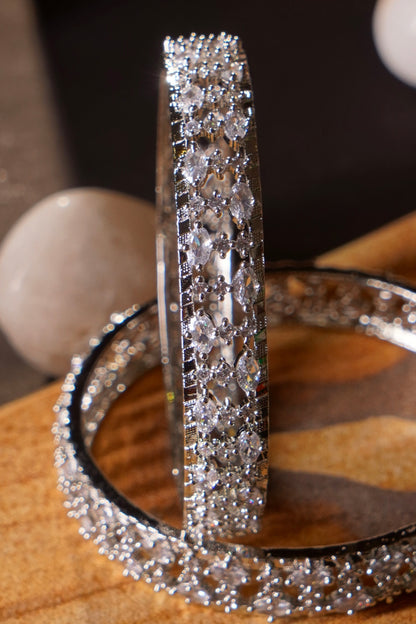 CHANDNI- Silver AD Bangles (Set of 2)