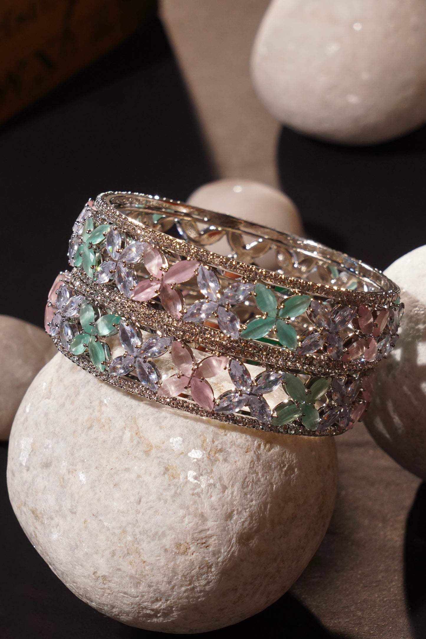 CHAMAK- Silver AD Bangles (Set of 2)