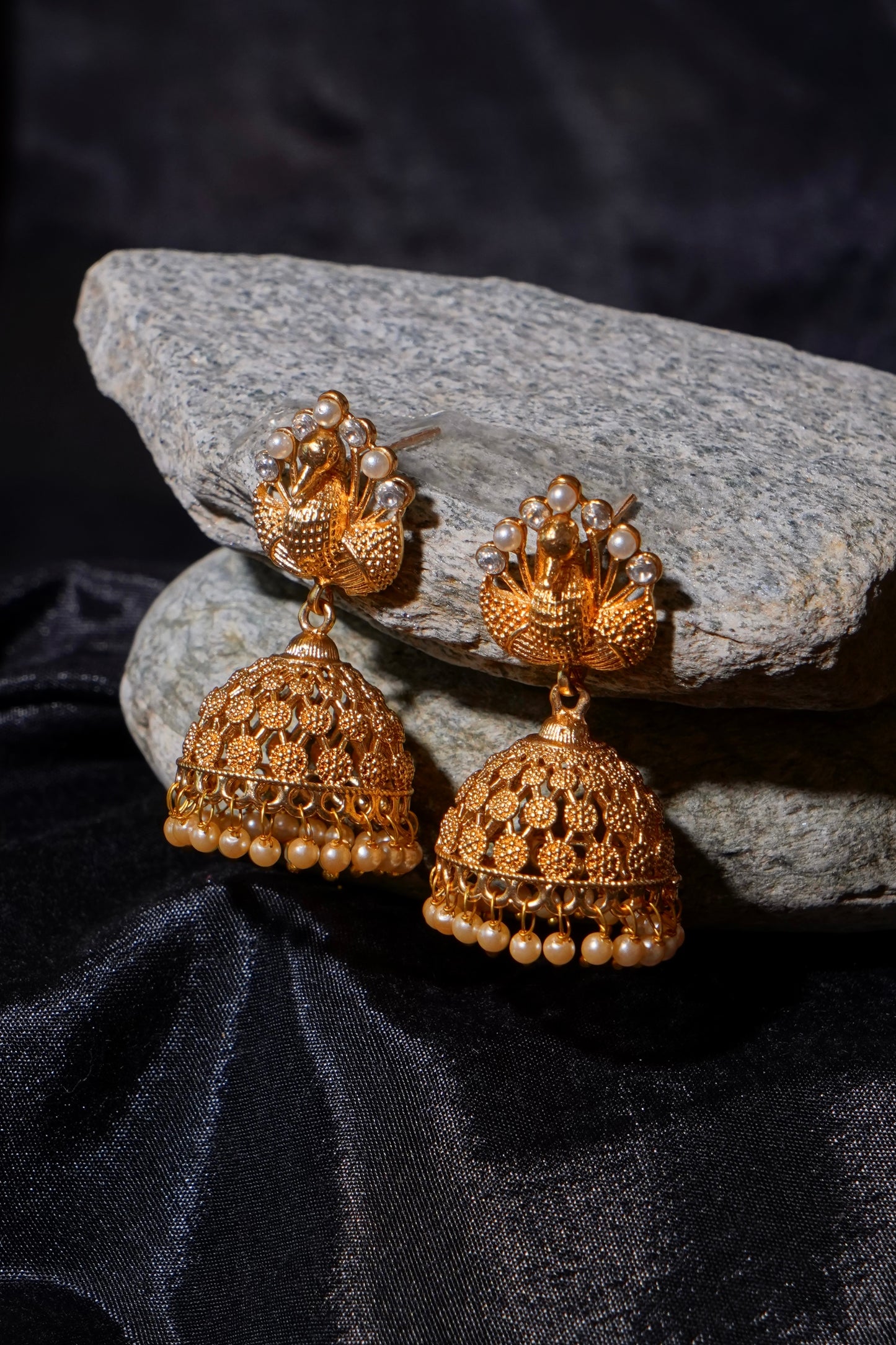 MORNI- Gold Plated Jhumka Earrings
