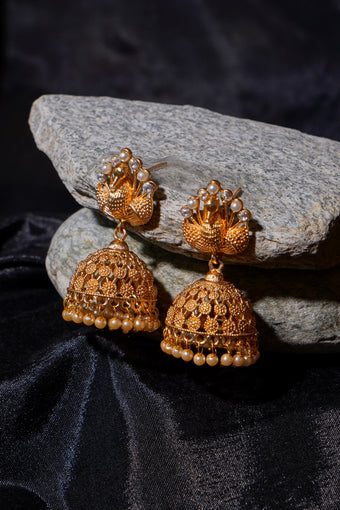 MORNI Gold Plated Jhumka Earrings — AFREEN by toor