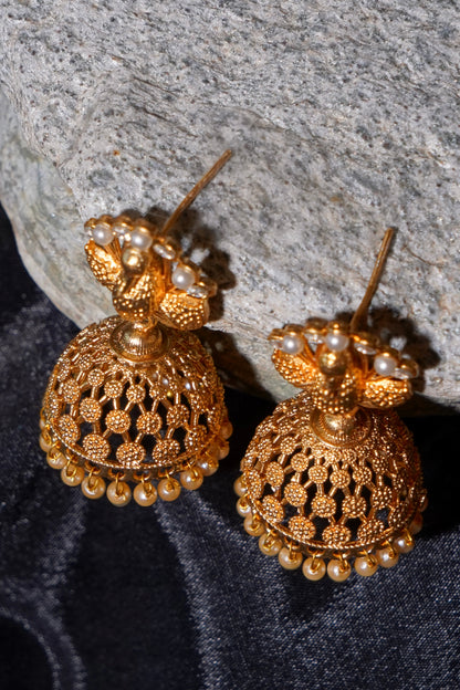 MORNI- Gold Plated Jhumka Earrings