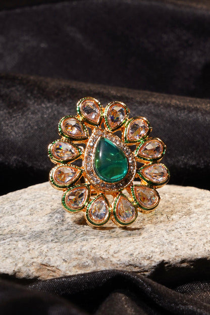 ALEENA- Kundan Adjustable Statement Ring