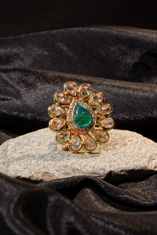 ALEENA- Kundan Adjustable Statement Ring