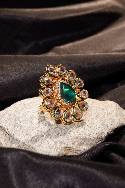 ALEENA- Kundan Adjustable Statement Ring