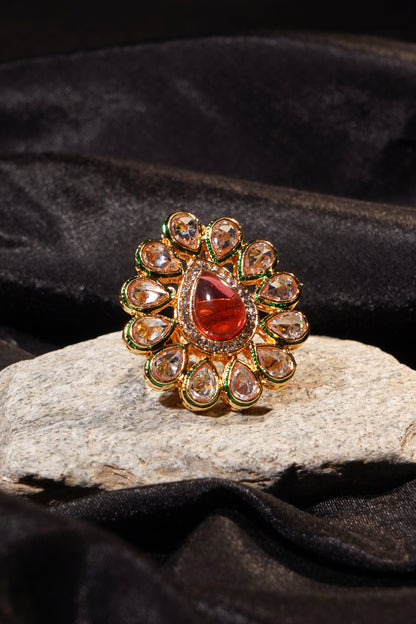 ALEENA- Kundan Adjustable Statement Ring