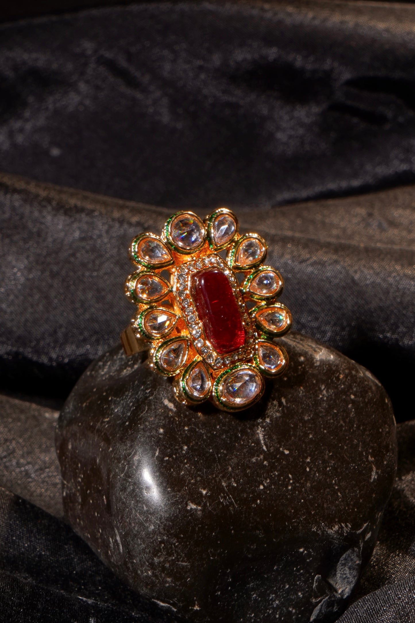 ANJALI- Kundan Adjustable Statement Ring