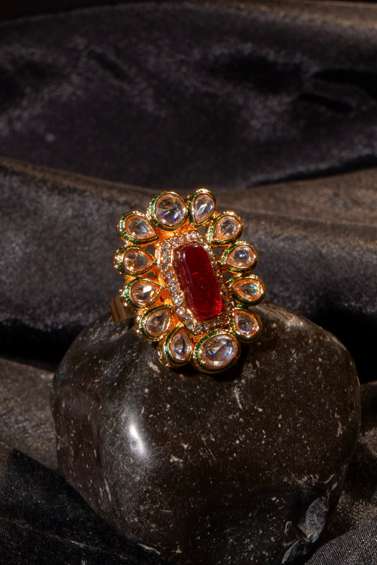 ANJALI- Kundan Adjustable Statement Ring