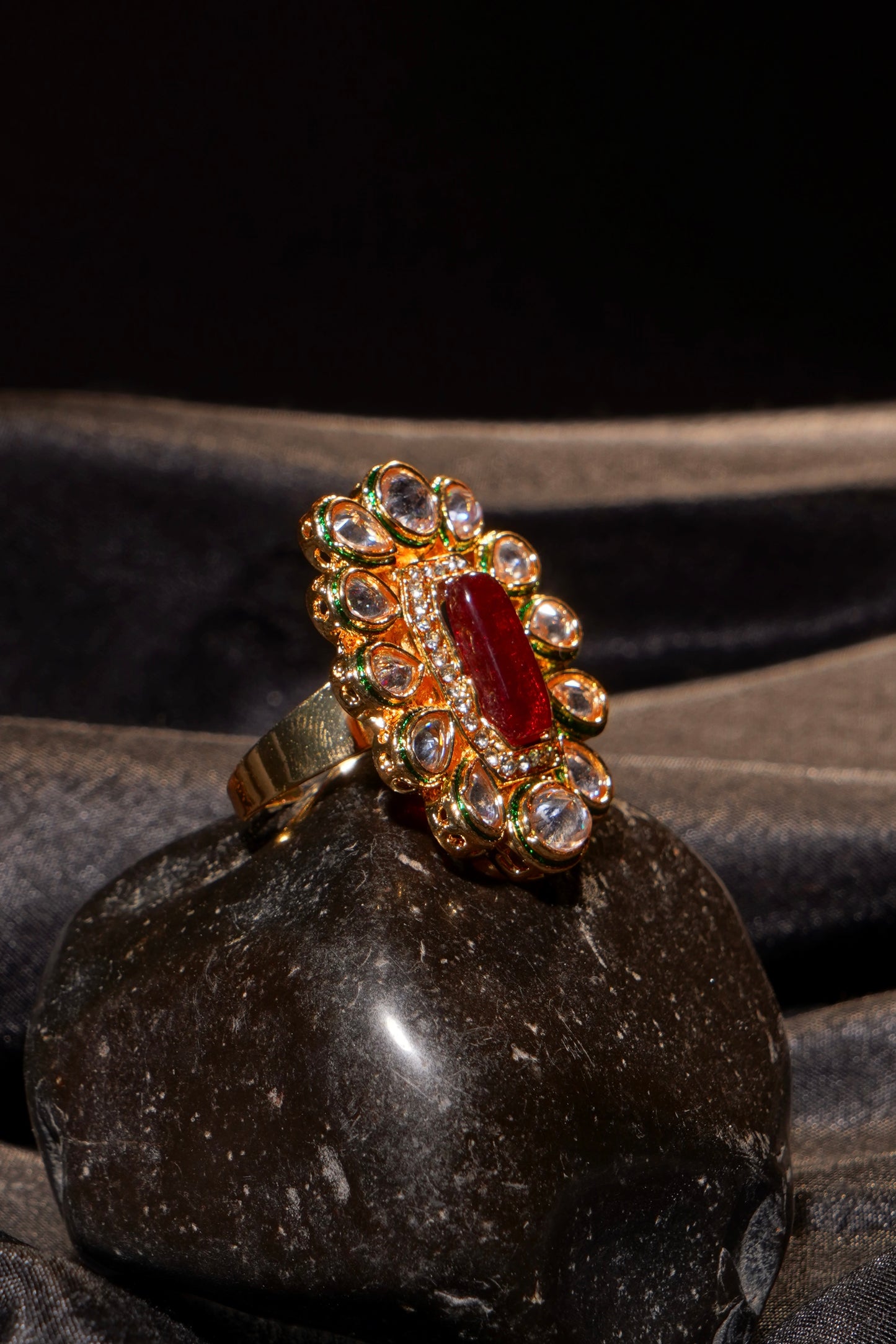 ANJALI- Kundan Adjustable Statement Ring