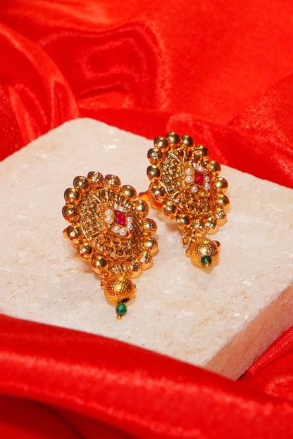 NIHAL- Gold Stud Earrings