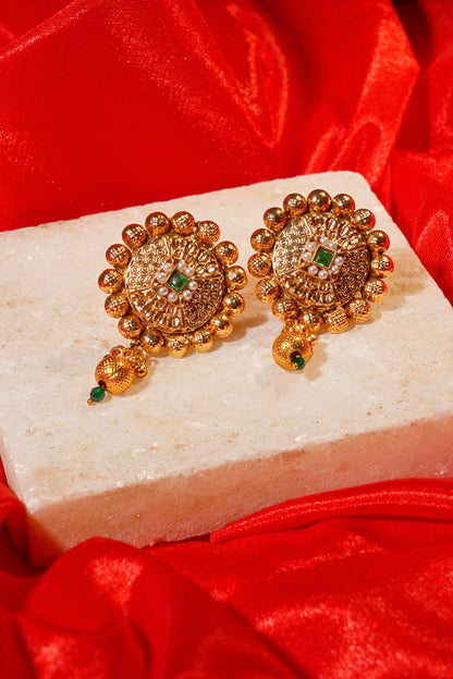 NIHAL- Gold Stud Earrings