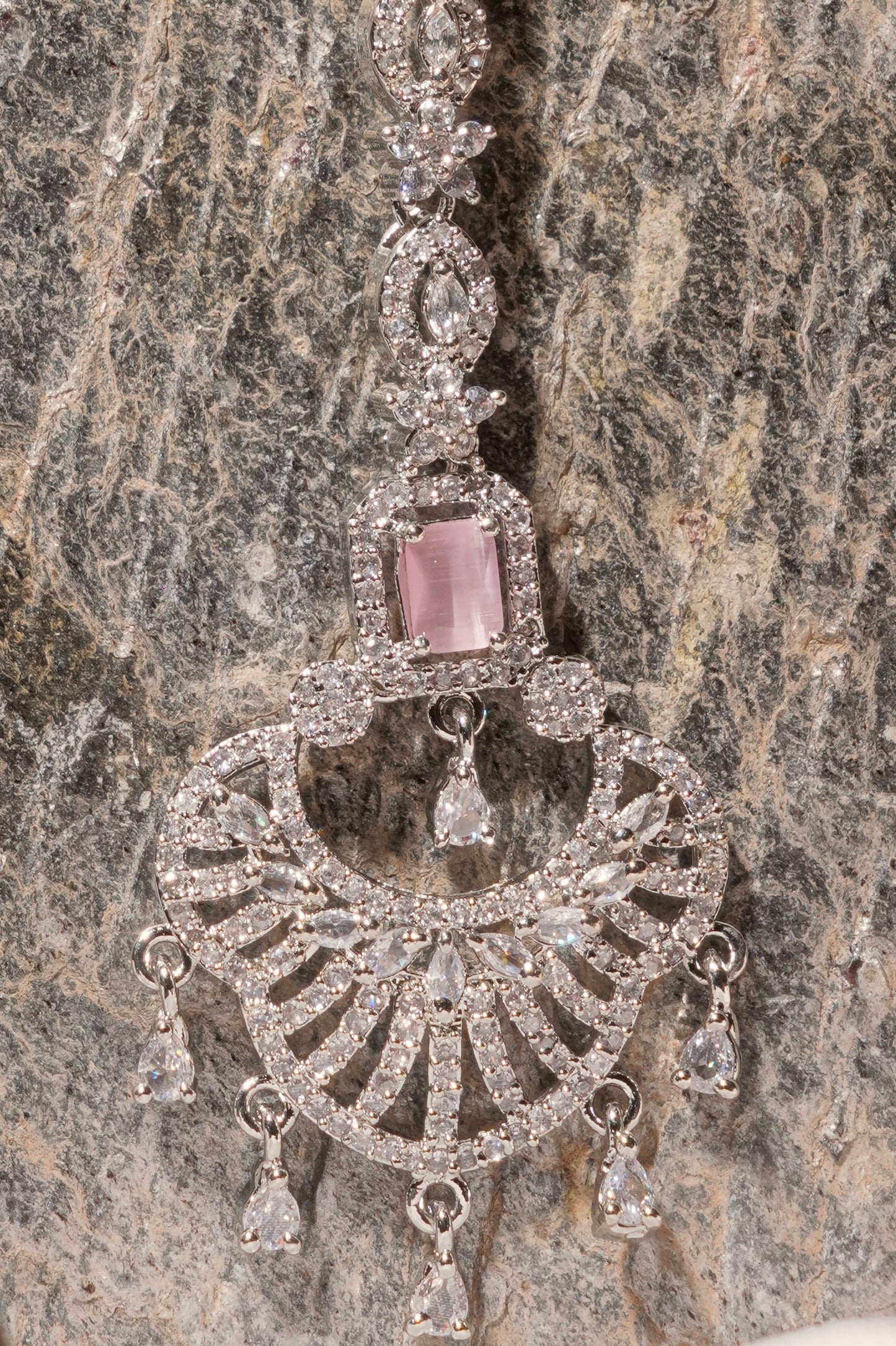 ANNA- Rhodium Plated AD Maang Tikka