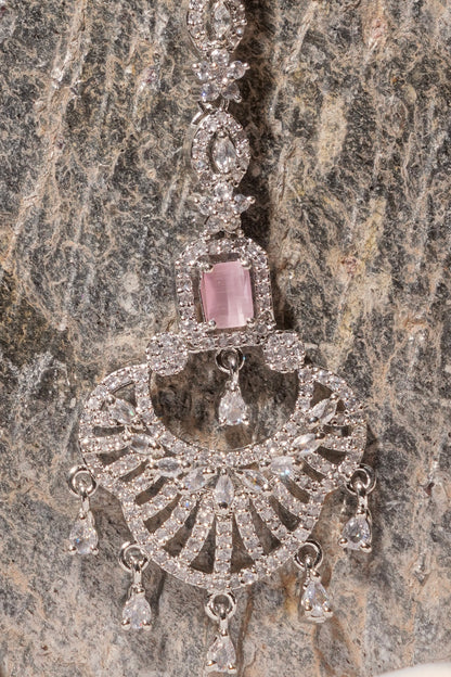ANNA- Rhodium Plated AD Maang Tikka