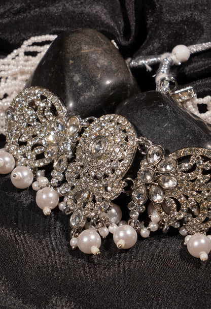 AILA- Silver Fresh Water Pearl Choker Set