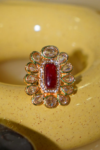 ANJALI- Kundan Adjustable Statement Ring