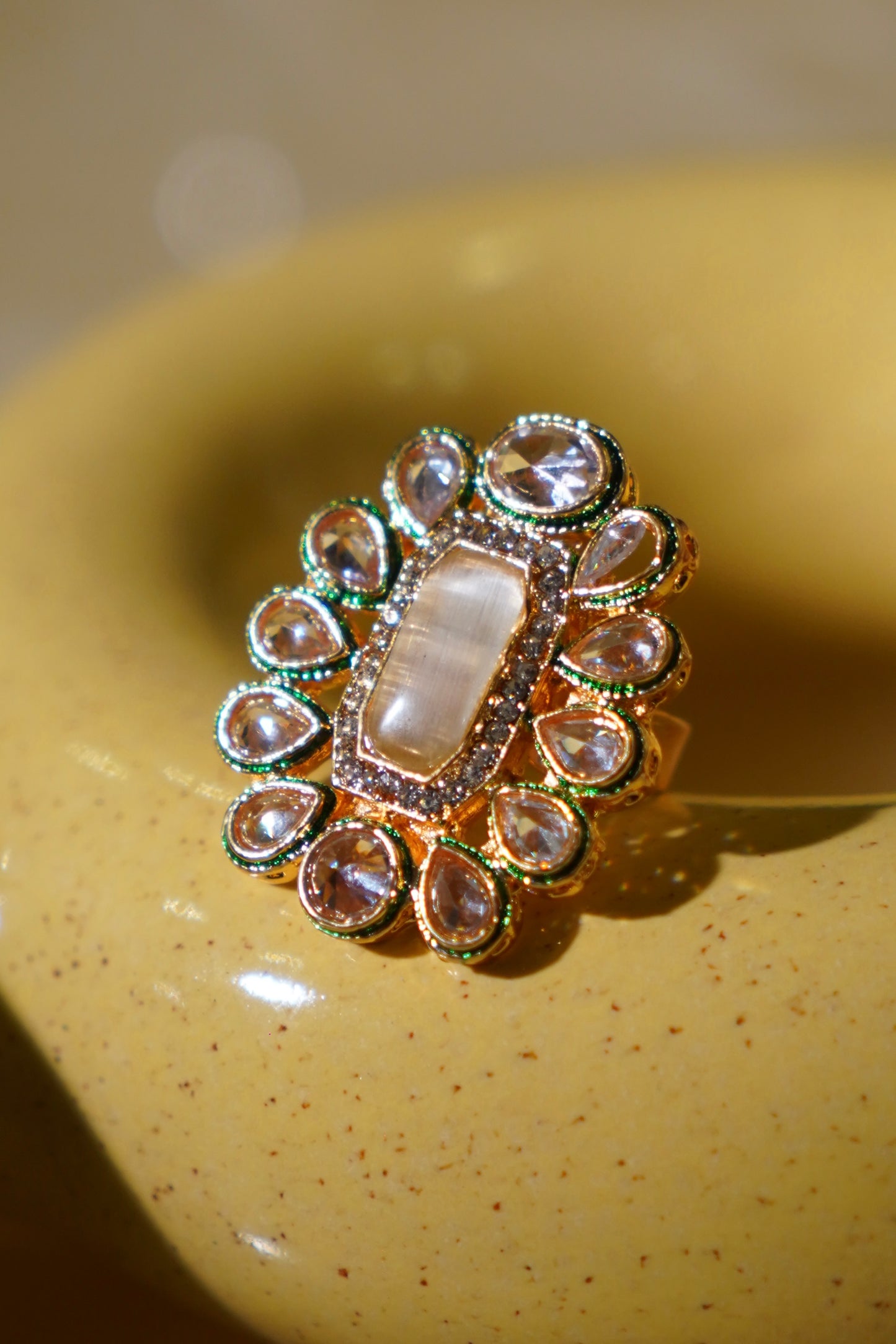 ANJALI- Kundan Adjustable Statement Ring