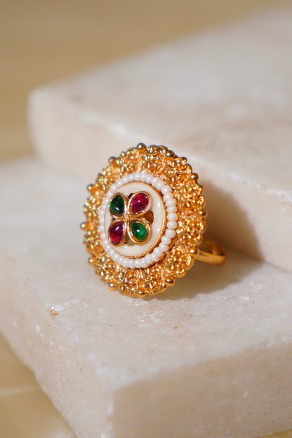 MAHEEN- Gold Antique Adjustable Ring