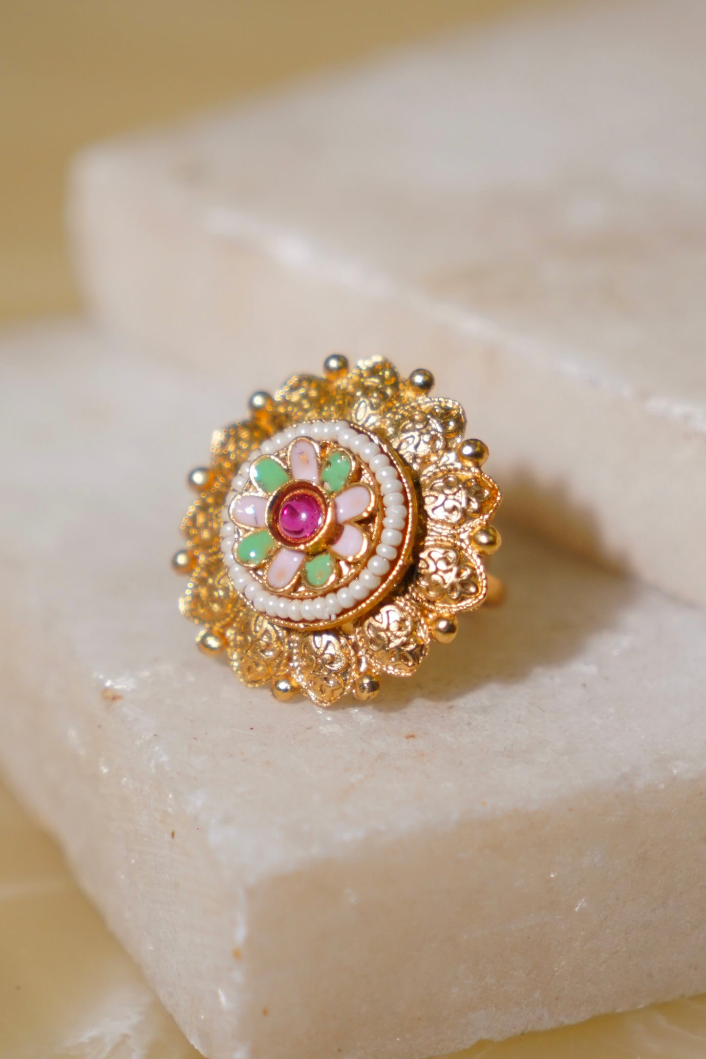 AISHA- Gold Antique Adjustable Ring