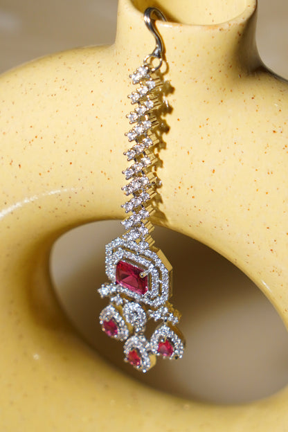JUHI- Rhodium Plated AD Maang Tikka