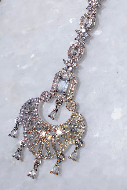 ANNA- Rhodium Plated AD Maang Tikka