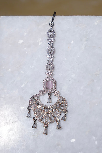 ANNA- Rhodium Plated AD Maang Tikka