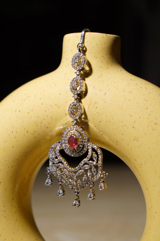 JULIA- Rhodium Plated AD Maang Tikka