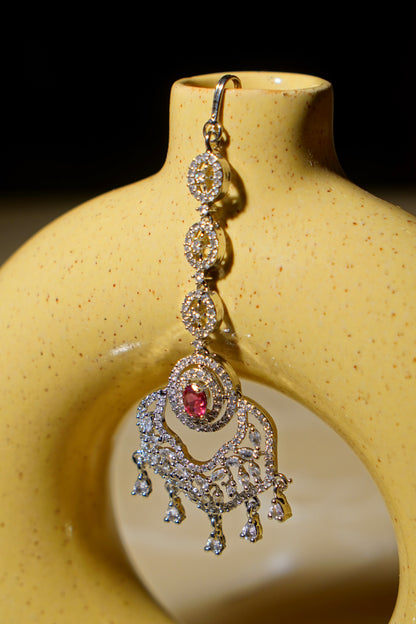 JULIA- Rhodium Plated AD Maang Tikka
