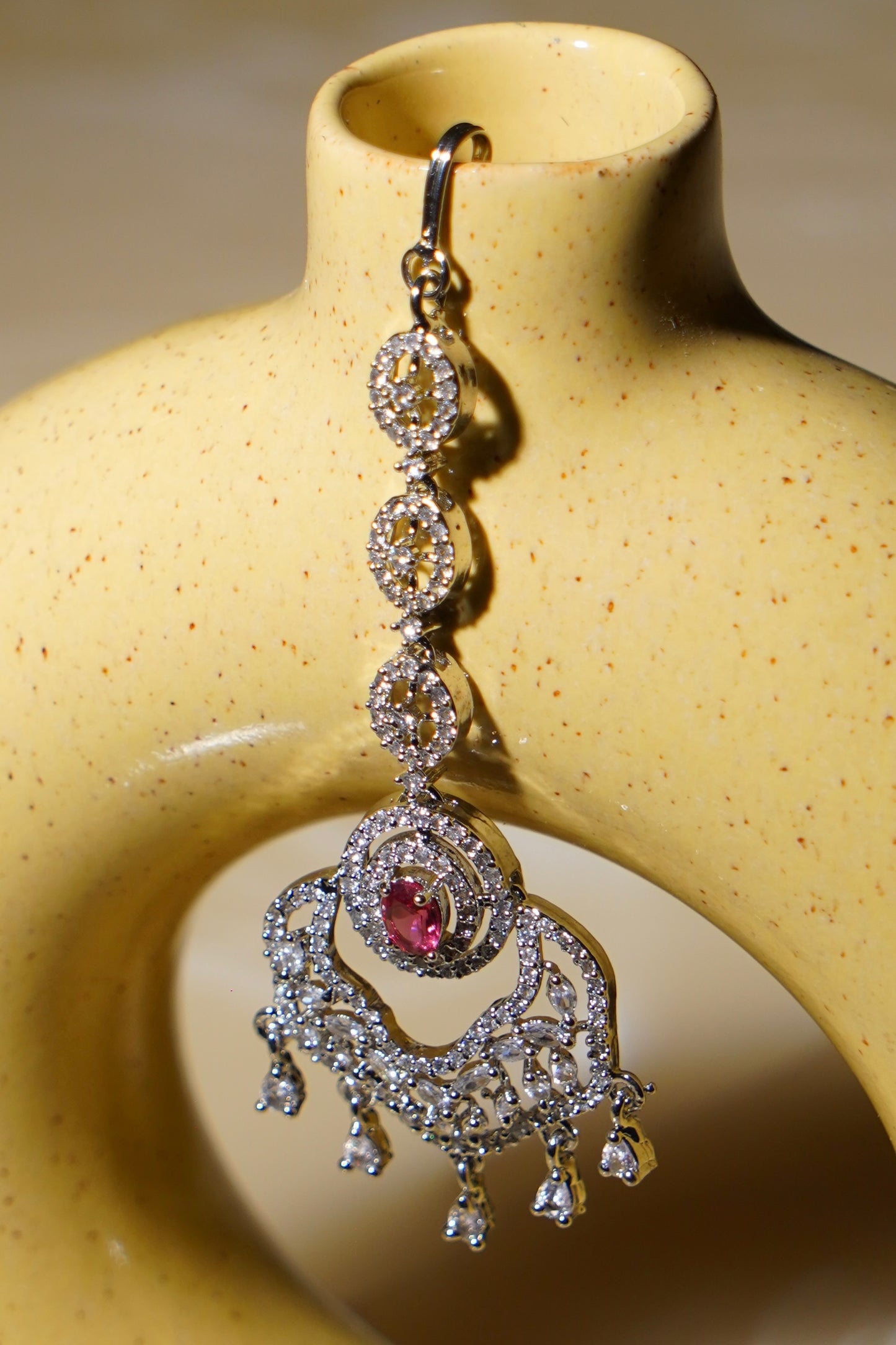 JULIA- Rhodium Plated AD Maang Tikka
